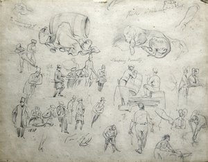 Jack's whiteheaded Bob, Sleeping Beauty, ca. 1835-38 (blyant på papir; sammensatt skisse) av John Cooke Bourne
