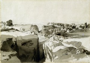 Utsikt fra toppen av tunnelen, Linslade, Buckinghamshire, 12. oktober 1837 (penn og blekk og vask på papir)