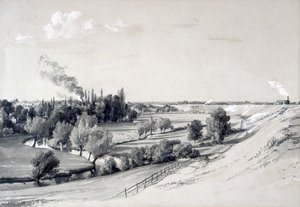 Watford Embankment, Hertfordshire, 29. oktober 1837 (penn og blekk og vask på papir) av John Cooke Bourne