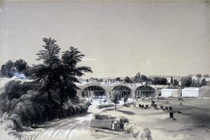 Weedon, Northamptonshire, 6. juli 1837 (penn og blekk og vask på papir) av John Cooke Bourne