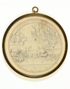 Design for en medalje for å minnes Institution of the South Sea Company av John Croker