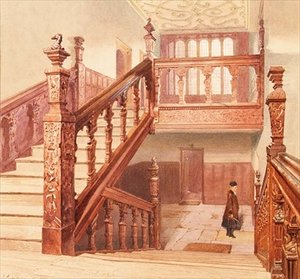Charterhouse: the Grand Staircase, mai 1885 (akvarell) av John Crowther