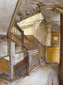Innvendig visning av en trapp i et hus i White Lion Court, Westminster, London, 1880 av John Crowther