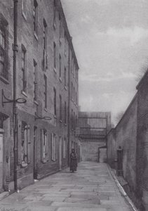 Det tapte London: Marshalsea Place, del av skyldnerfengselet (litografi) av John Crowther