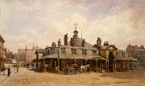 Utsikt over Oxford Market, St. Marylebone, ca. 1880 (akvarell på papir) av John Crowther