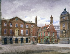 Utsikt over grammatikkskolen ved Christ's Hospital, Newgate Street, City of London, 1881 av John Crowther