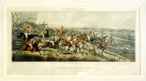 A Struggle for a Start, The Leicestershires, gravert av Henry Alken (1785-1851) 1825 (fargegravering) av John Dean (after) Paul