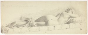 Gammel statue av sovende Hermafroditt