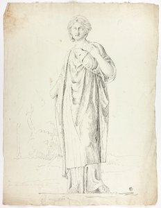 Antik statue av stående drapert kvinne