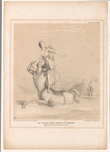 Spotprent møtte Lord Bentinck som de centaur Nessus Kentauren Nessus bærer bort Deianira. Foreslått av det velkjente bildet av Guido (tittel på objekt) HB Sketches (serietittel på objekt) av John Doyle
