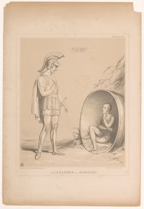 Spotprent møtte Sir Robert Peel Alexander og Diogenes (tittel på objekt) HB Sketches (serietittel på objekt) av John Doyle