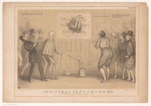 Tegneserie med statsminister Peel som Harlekin Julepantomime, nr. 2. Ekstraordinært harlekinsprang! (tittel på objekt) HB Sketches (serietittel på objekt)