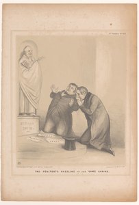 Spotprent møtte premier Robert Peel og Daniel O'Connell To angrende knelende ved samme helligdom (tittel på objekt) HB Sketches (serietittel på objekt) av John Doyle