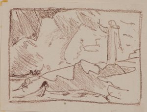 Columba velsigner havfruer (blyant) av John Duncan