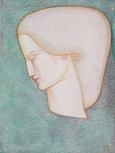 Kvinnelig hode (akvarell) av John Duncan