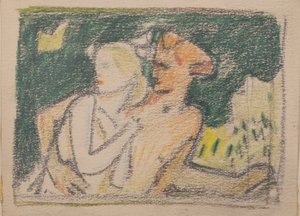 Uten tittel [Flyende par] (blyant) av John Duncan