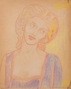 Uten tittel [Kvinnelig middelalderskikkelse] (blyant) av John Duncan