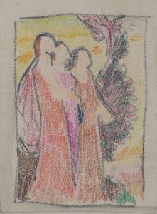 Uten tittel [Tre figurer] (blyant) av John Duncan