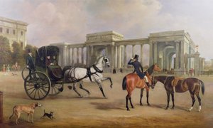 Mr. Massey Stanley med cabriolet og hacks på Hyde Park Corner, 1833 av John E. Ferneley