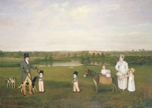 William Hetton Cooke med sin kone og barn på Worleston Rookery, Chester av John E. Ferneley