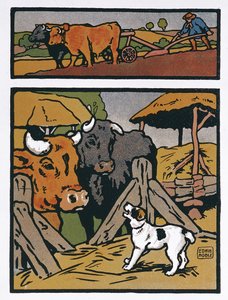 Illustrasjon for The Dog and the Cow, fra 