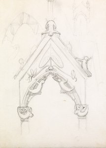 A Whimsical Gothic Archway, ca. 1853 (blyant på papir) av John Everett Millais