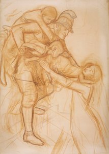 Tegneserie for "The Rescue", ca. 1855 av John Everett Millais