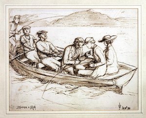 Salmon a Myth (penn og blekk på papir) av John Everett Millais