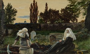 Studie for 'The Vale of Rest' (akvarell, gouache og gummi arabicum på papir) av John Everett Millais