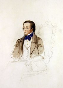 Studie for portrett av R. Stephens fra Merton College, Oxford, ca. 1850 (blyant og akvarell på papir) av John Everett Millais