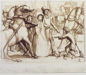 The Blind Man, 1853 (penn, blekk, vask og grafitt på vevd papir) av John Everett Millais