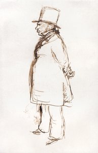 Turner på lakkeringsdagen på Royal Academy (penn og brunt blekk på hvitt papir) av John Everett Millais