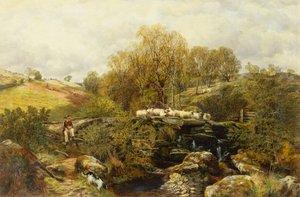 En hyrde og sauene hans ved en bekk av John F. Tennant