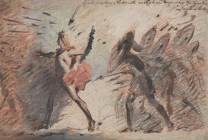 Apollo foran Hector med sine Aegis, og spre grekerne, Fuselis forelesninger av John Flaxman