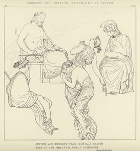 Beskjedenhet og rettferdighet vender tilbake til himmelen av John Flaxman