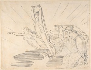 Morgen: Popes Odysseen, bok 12 (recto); studie til den endelige tegningen (verso) av John Flaxman