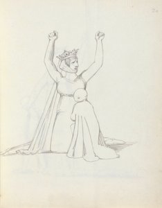 Fru Siddons som Constance, 1783 (penn, blekk og vask på papir) av John Flaxman