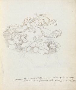Oberon. Der sover Titania, en tid på natten..., 1783 (penn, blekk og vask på papir) av John Flaxman