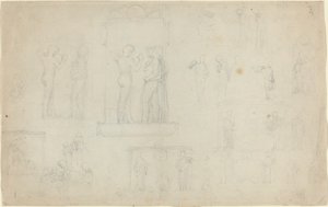 Ark med skisser [rekto og verso] av John Flaxman