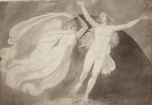 The Ascension of a Soul (blyant, penn og blekk med grå vask på papir) av John Flaxman