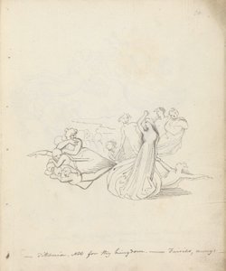 Titania. Ikke for ditt rike. - Feer borte, 1783 (penn, blekk og vask på papir) av John Flaxman