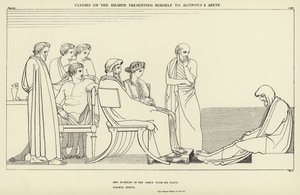 Ulysses on the Hearth presenterer seg for Alcinous og Arete av John Flaxman