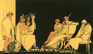 Ulysses gråter over sangen til Demodocus av John Flaxman