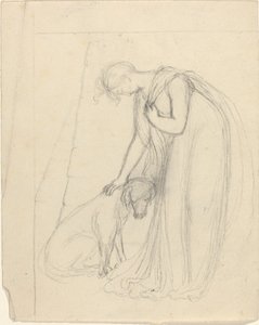Kvinne som klapper en hund av John Flaxman