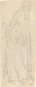 Kvinne som spiller harpe (Lavinia Banks?) av John Flaxman
