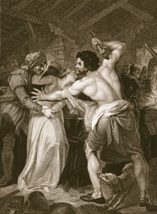 The Collector of the Poll-Tax murder'd av Wat Tyler, gravert av J. Hall, illustrasjon fra David Humes 'The History of England', pub. av R. Bowyer, London av John Francis (after) Rigaud