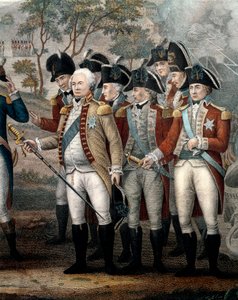 Britiske offiserer Tarleton, Cornwallis, Abercrombie, O