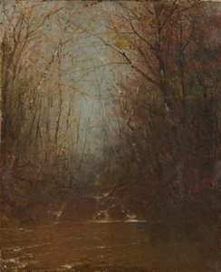 Skoginteriør med bekk, ca. 1860-1870. av John Frederick Kensett