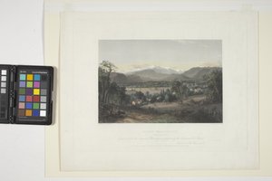 Mount Washington fra The Valley Of Conway (håndfarget gravering) av John Frederick Kensett