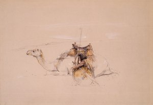 En bisharin-araber av sin kamel (blyant og akvarell) av John Frederick Lewis
